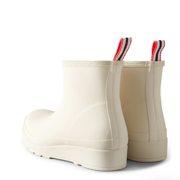 Hunter Play Short Faux Shearling Lined Waterproof Rain Boot 7 White Willow - Picture 2 of 10